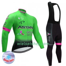 Fietskleding (Fietsshirt Lange Mouw + Lange Koersbroek) 2017 Astana Pro Team N002 Winter Thermal Fleece